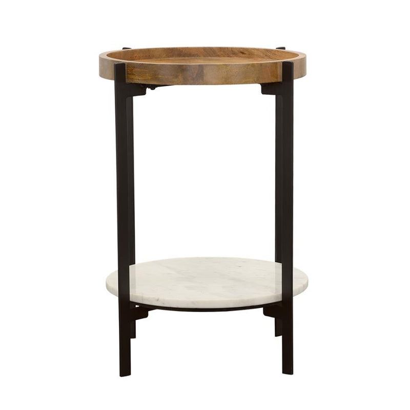 Adhvik - Round Table With Marble Shelf