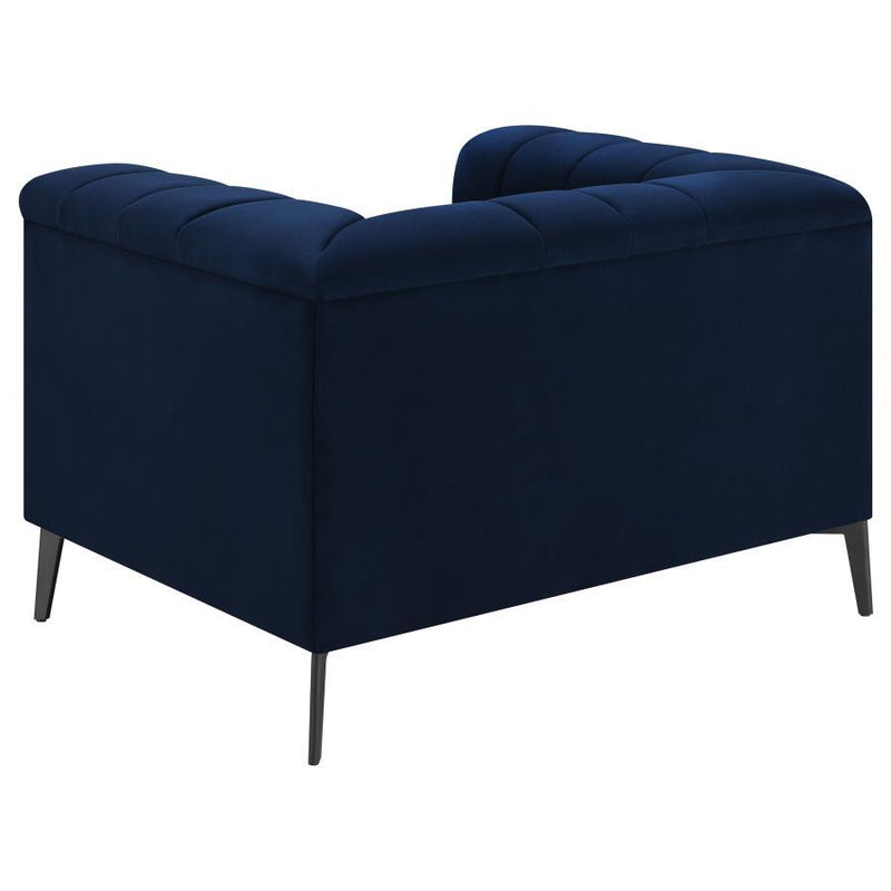 Chalet - Upholstered Tuxedo Arm Tufted Chair - Blue