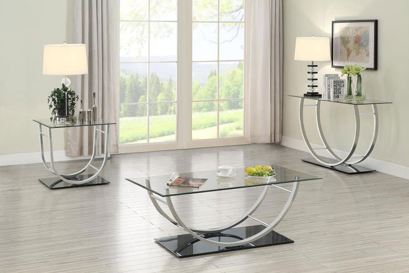 Danville - Square U-Shaped Glass Top Side End Table - Chrome