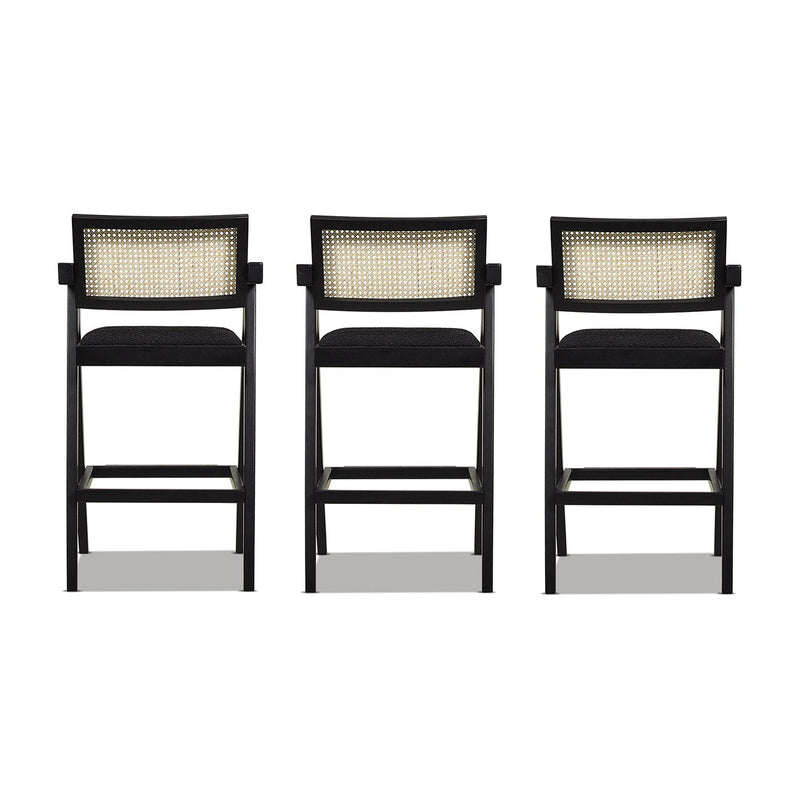 Milan - Modern Webbing Back Stool With Arms (Set of 3)