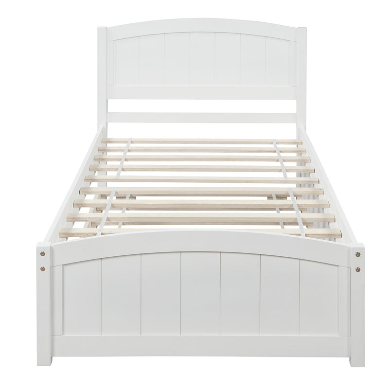 Twin size Platform Bed with Trundle, White