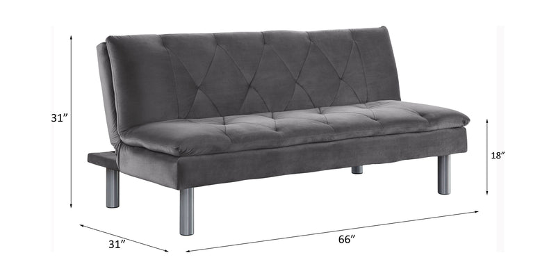 Cilliers - Futon - Gray Velvet & Chrome Finish