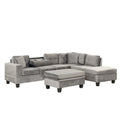 Modern Sectional Sofa With Storage Ottoman, L-Shape Couch With 2 Pillows And Cup Holder, Sectional Sofa With Reversible Chaise For Living Room