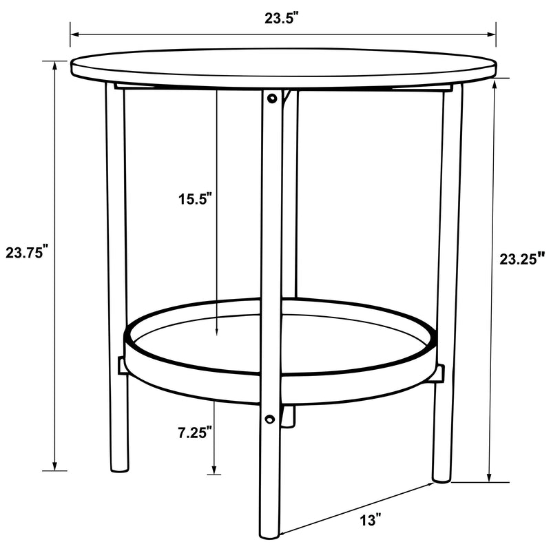 Delfin - Round Glass Top Side End Table - Black And Brown