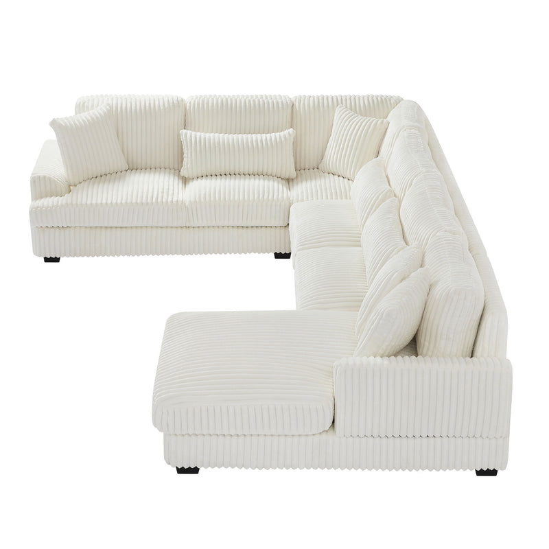 Oversized Sectional Sofa U - Shaped Sofa Couch Modern Sofa Upholstered In Soft Corduroy With A Chaise Lounge For Living Room