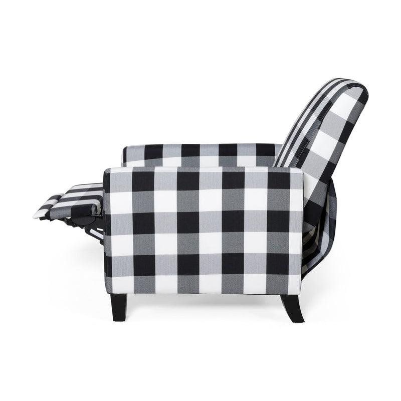 Wide Manual Club Recliner - Black / White