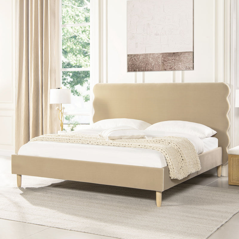 Stockholm - Modern Wavy Headboard Platform Bed