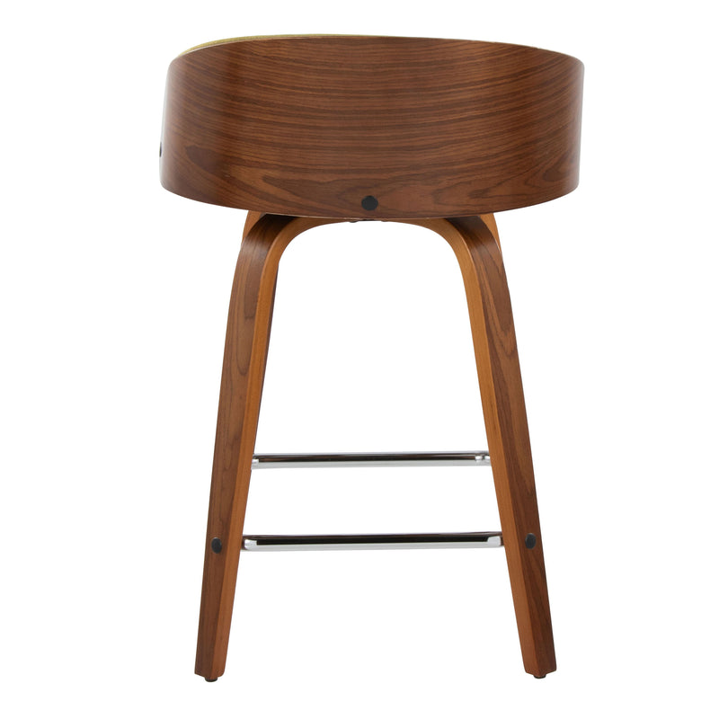 Shiraz - Mid-Century Modern Fixed Height Stool With Swivel With Square Footrest (Set of 2)