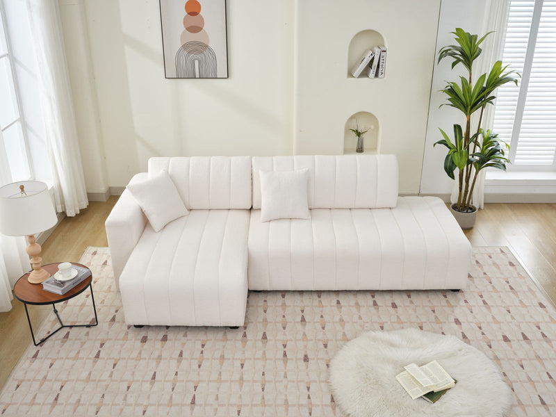 Jessica - Lamb Wool Sectional Sofa With Chaise, Versatile Configuration