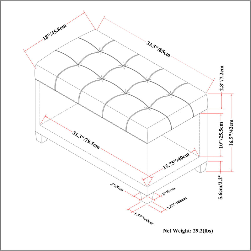Sienna - Transitional Storage Ottoman Bench