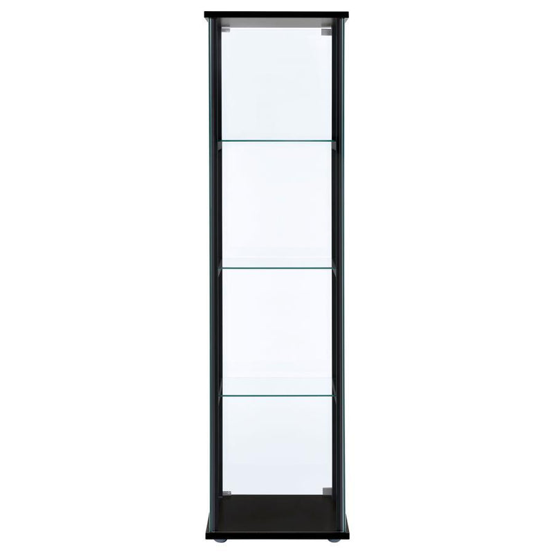 Cyclamen - 4-Shelf Clear Glass Curio Display Cabinet - Black