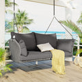 2 Person Hanging Seat, Rattan Woven Swing Chair, Porch Swing With Ropes