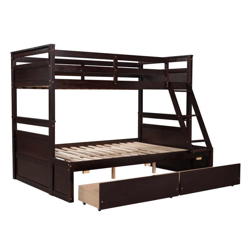 Twin Over Full Bunk Bed With Storage - Espresso