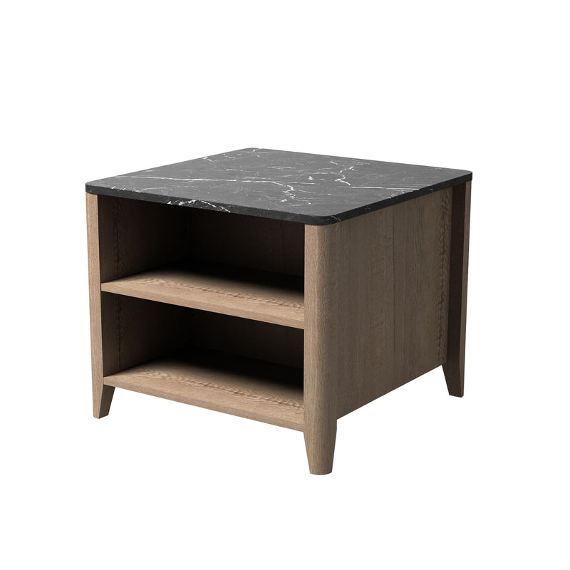 Wood Grain Coffee Table, Nightstand - Black / Tobacco