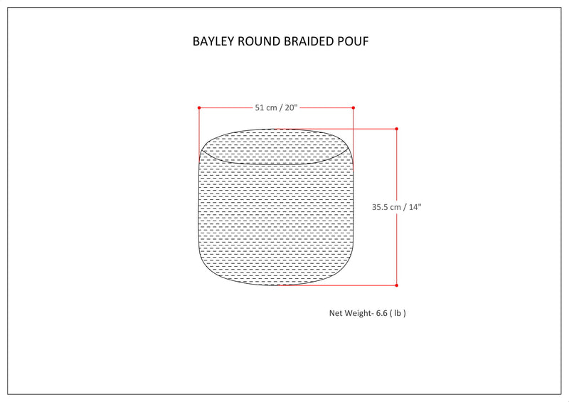 Bayley - Versatile Round Braided Pouf