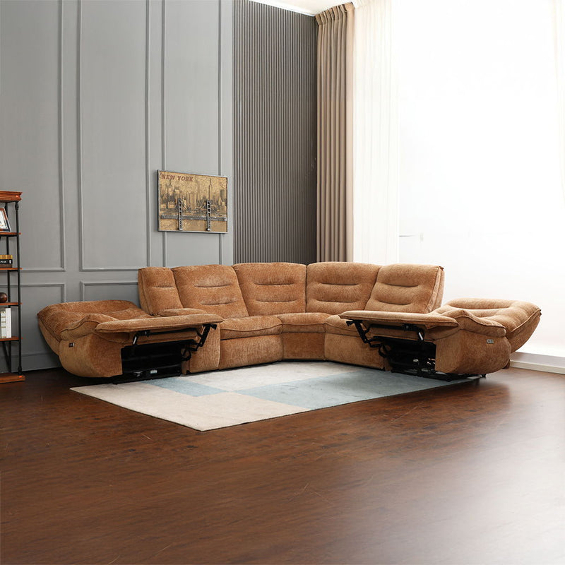 Emmy - Power Motion Sectional Sofa - Orange Chenille