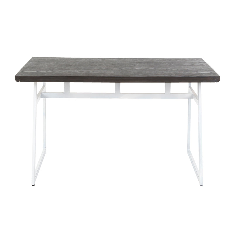 Geo - Industrial Dining Table - Vintage White / Espresso