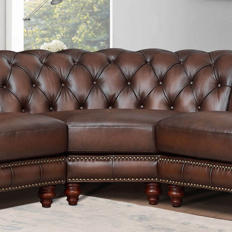 Alton Bay - Leather L-Shaped Convertible Sectional - Brown