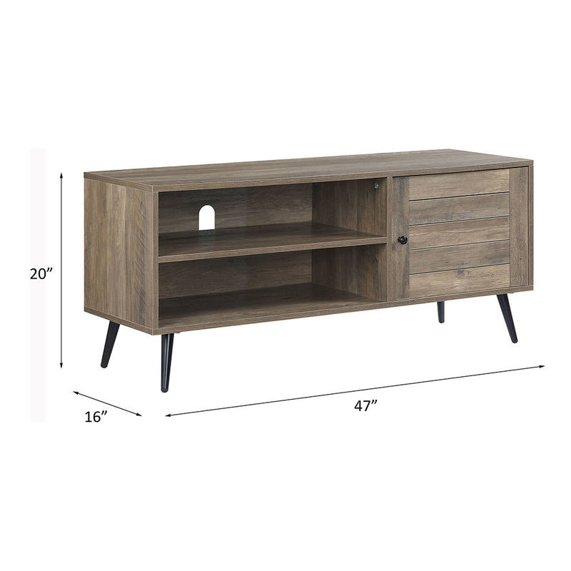 Baina II - TV Stand - Rustic Oak & Black Finish