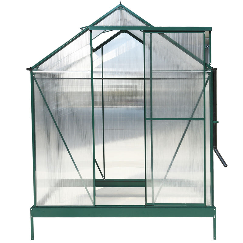 Polycarbonate Greenhouse, Heavy Duty Outdoor Aluminum Walk-In Green House Kit With Rain Gutter, Vent And Door For Backyard Garden