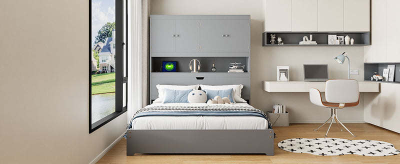 Platform Bed With USB, Storage Headboard & Drawers