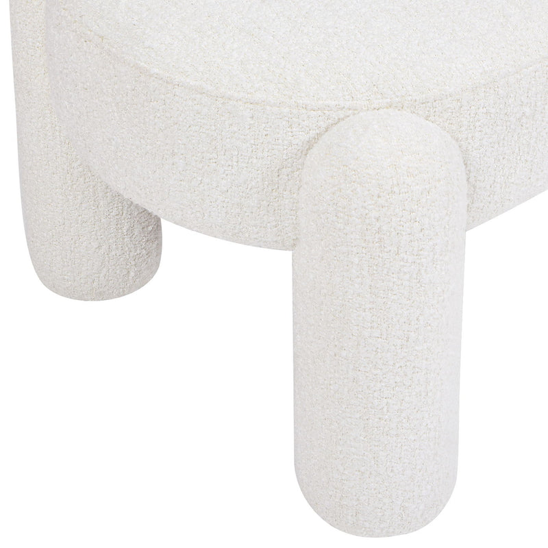 Hugo - Oval Fully Upholstered Bench - Milk Cream White