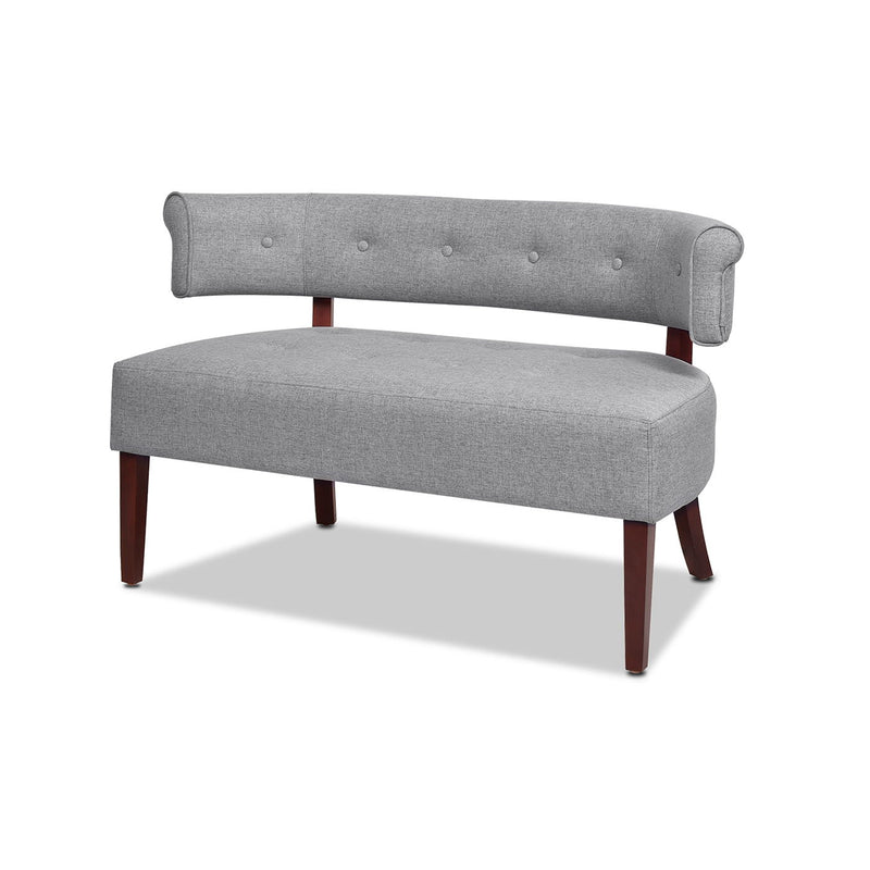 Jared - Roll Arm Tufted Bench Settee - Light Gray