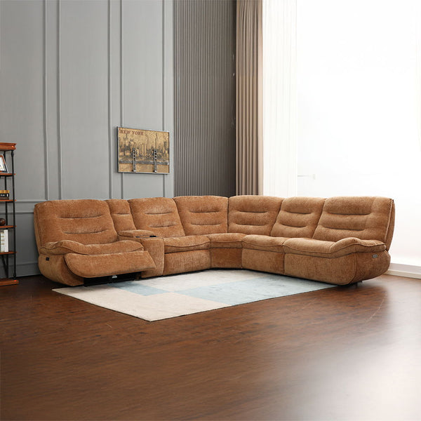 Emmy - Power Motion Sectional Sofa - Orange Chenille