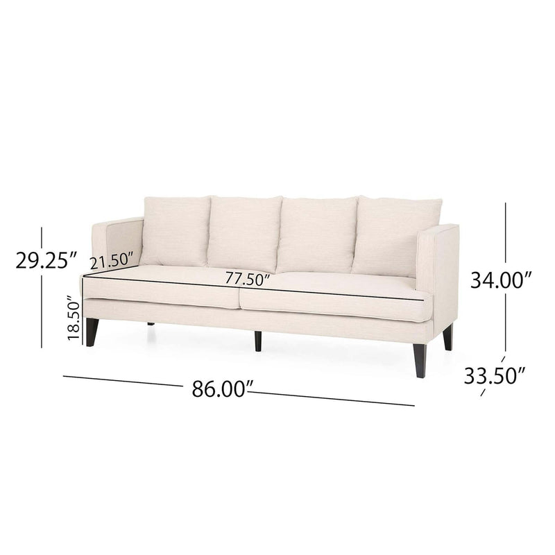 Comfy 3 Seat Sofa With Tufted Back And Arm, Modern For Living Room - Beige