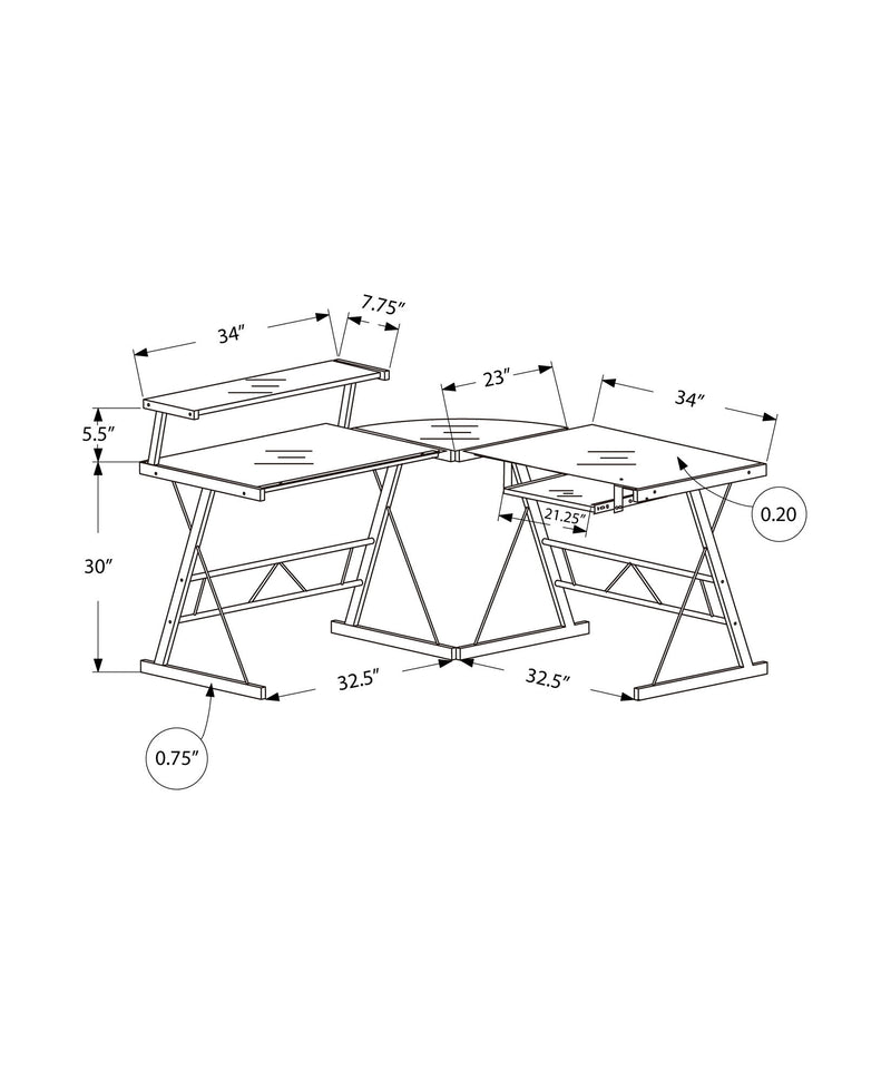 Computer Desk, Home Office, Corner, L Shape, Laptop, Durable Construction