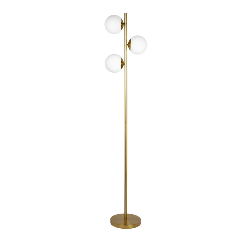 Brilliance - Modern Floor Lamp, Opal Shades And Round Base - Clear / Gold