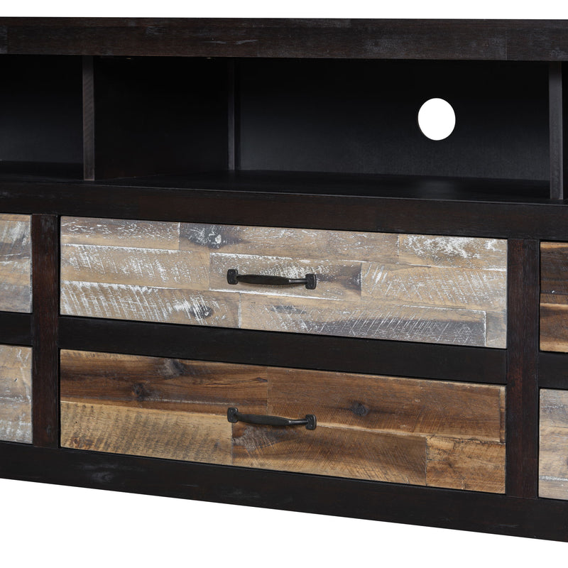 Retro Distressed Wooden TV Stand For TVs Up To 65", Entertainment Center Media Console With 6 Drawers And 3 Shelves For Living Room