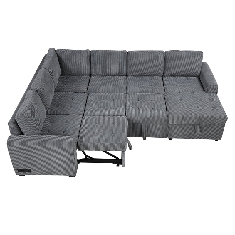 U-Shaped Sofa Sectional Sofa Pull-Out Sofa Bed With A Storage Chaise Lounge, Charging Devices For Living Room