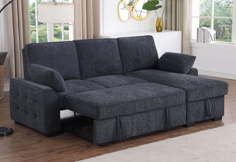 Mackenzie - Chenille Fabric Sleeper Sectional With Right-Facing Storage Chaise