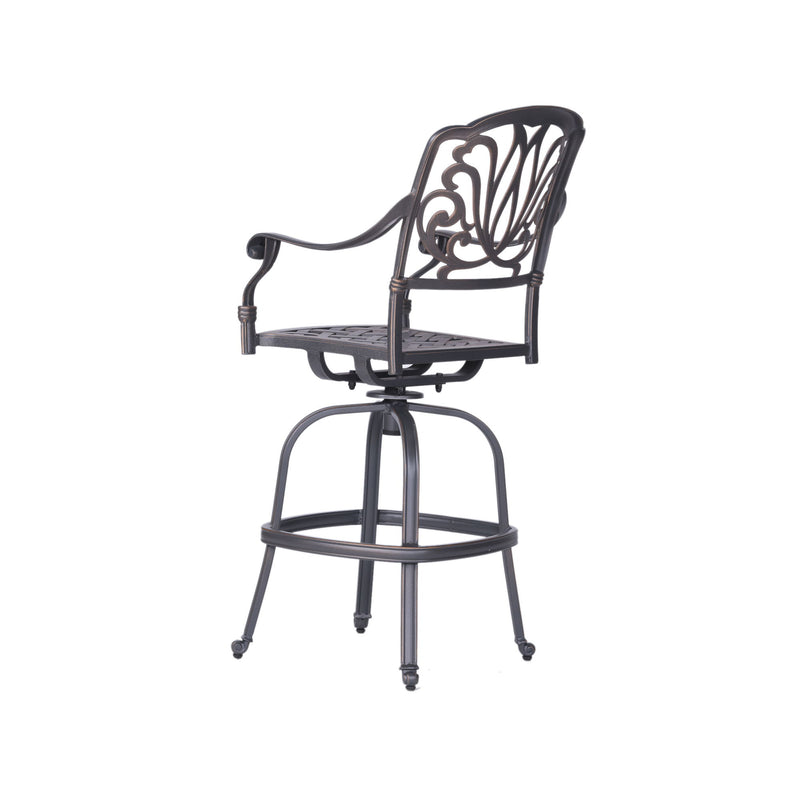 Patio Outdoor Aluminum Swivel Bar Stool With Cushion (Set of 2)