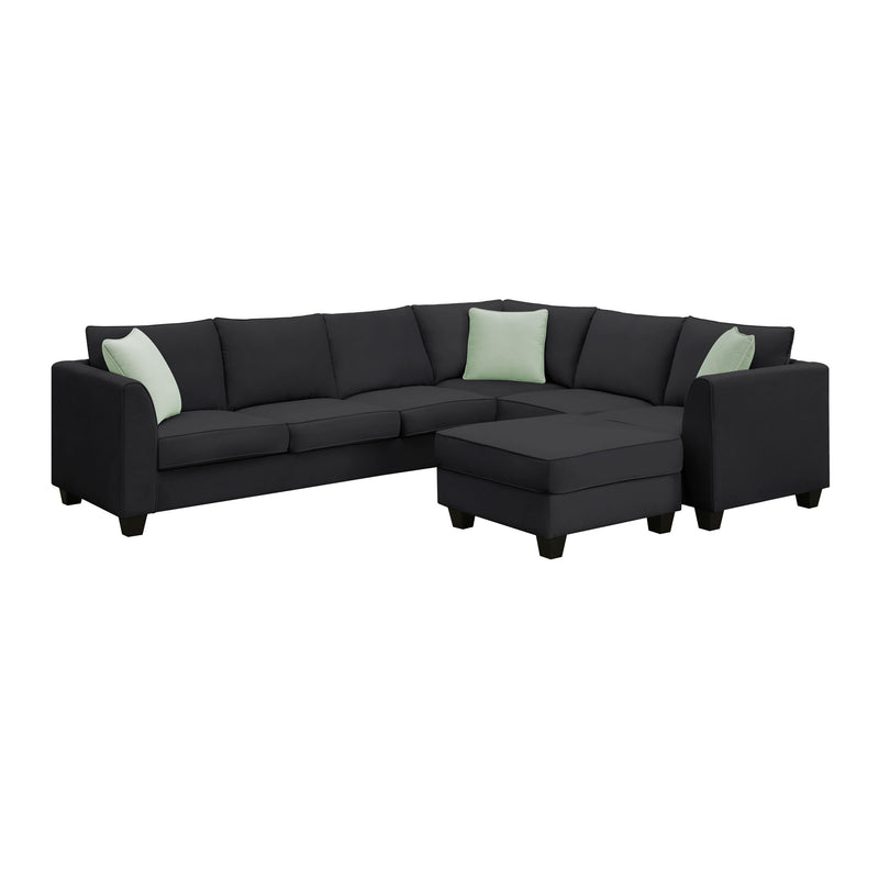 Sectional Sofa Couches Living Room Sets, 7 Seats Modular Sectional Sofa With Ottoman, L Shape Fabric Sofa Corner Couch Set With 3 Pillows