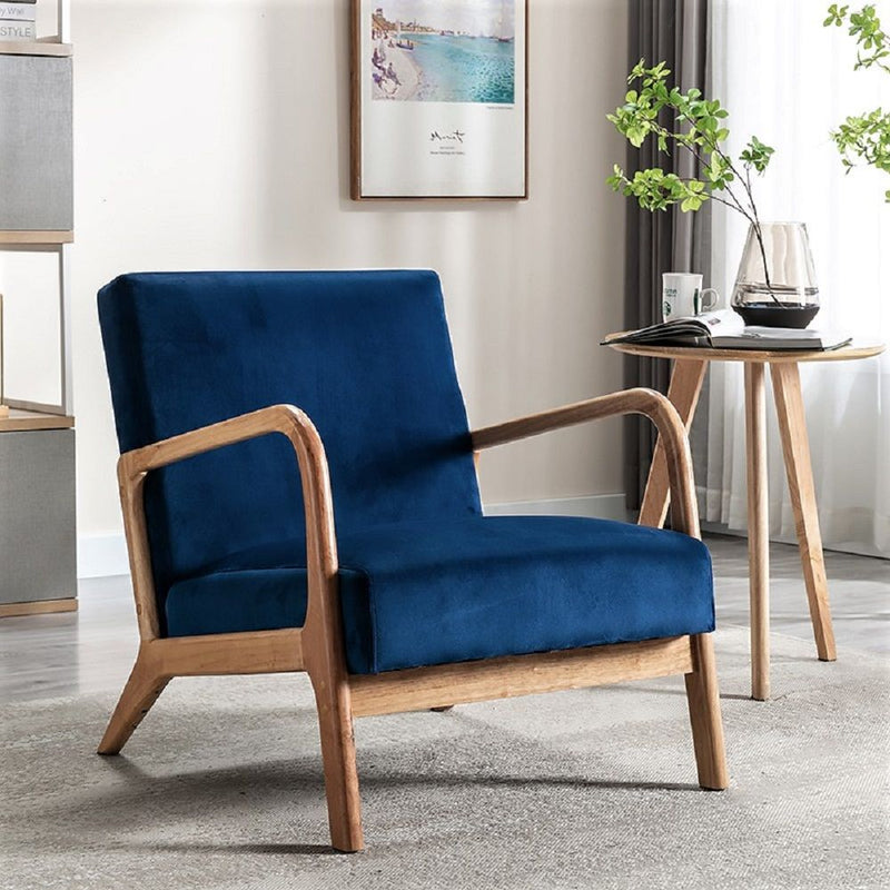 Classic Mid-Century Modern Accent Chairs, Open Framed Armchair With Cushioning