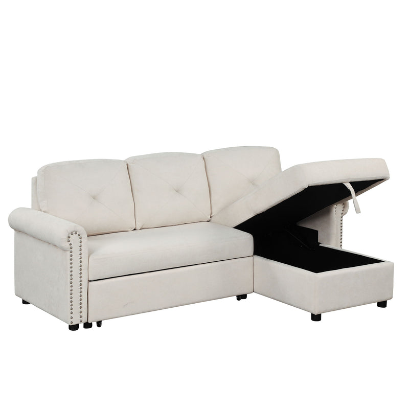 Modern Convertible Sleeper Sofa Bed With Storage Chaise