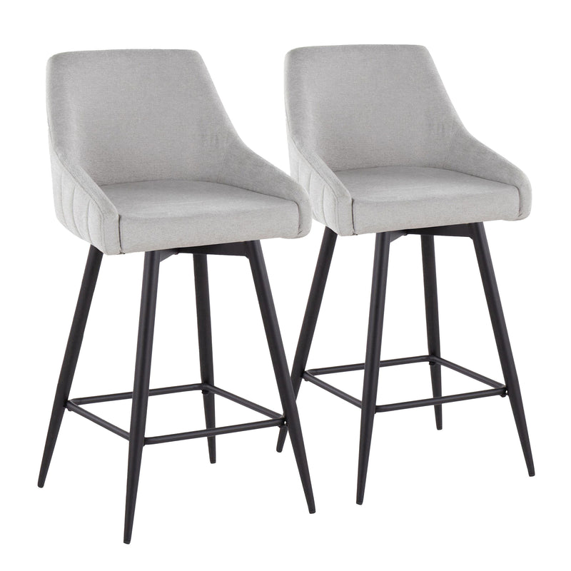 Hannah - Transitional Fixed Height Counter Stool With Swivel With Square Footrest (Set of 2)