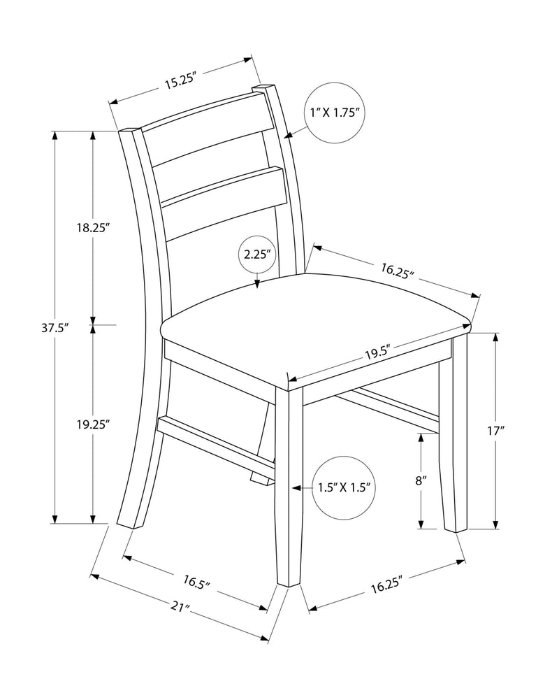 Dining Chair, Upholstered, Side, Dining Room, Transitional (Set of 2) - Brown