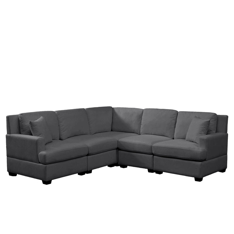 U_Style Sectional Modular Sofa with 2 Tossing cushions and Solid Frame for Living Room