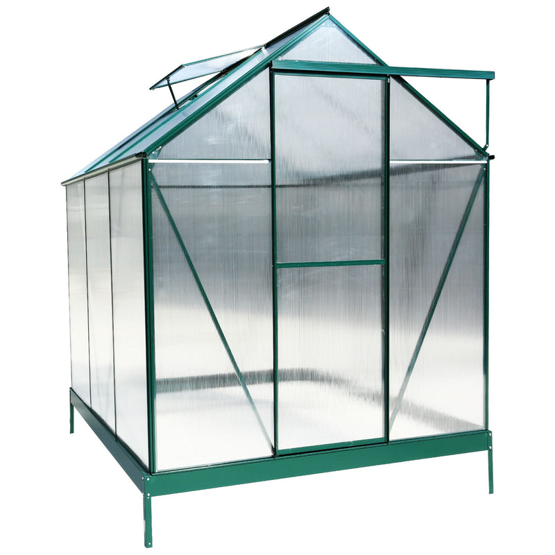 Polycarbonate Greenhouse, Heavy Duty Outdoor Aluminum Walk-In Green House Kit With Rain Gutter, Vent And Door For Backyard Garden