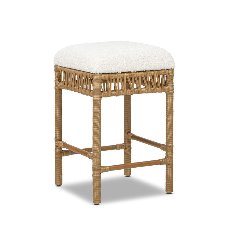 Lucia - Backless Upholstered Counter Stool With Frame - Ivory White