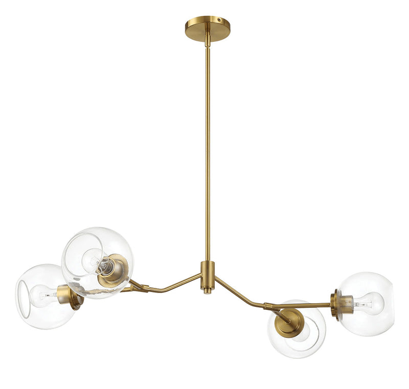 Jewel - 4 Lights Modern Farmhouse Chandelier Ceiling Hanging Light Fixture - Clear / Gold