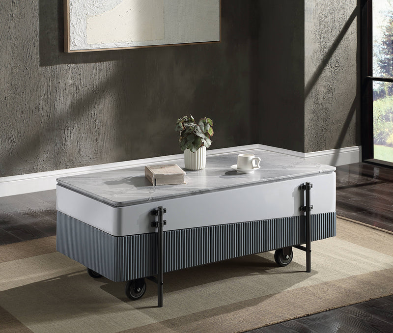 Wilkins - High Gloss Coffee Table With Lift Top - Gray / White