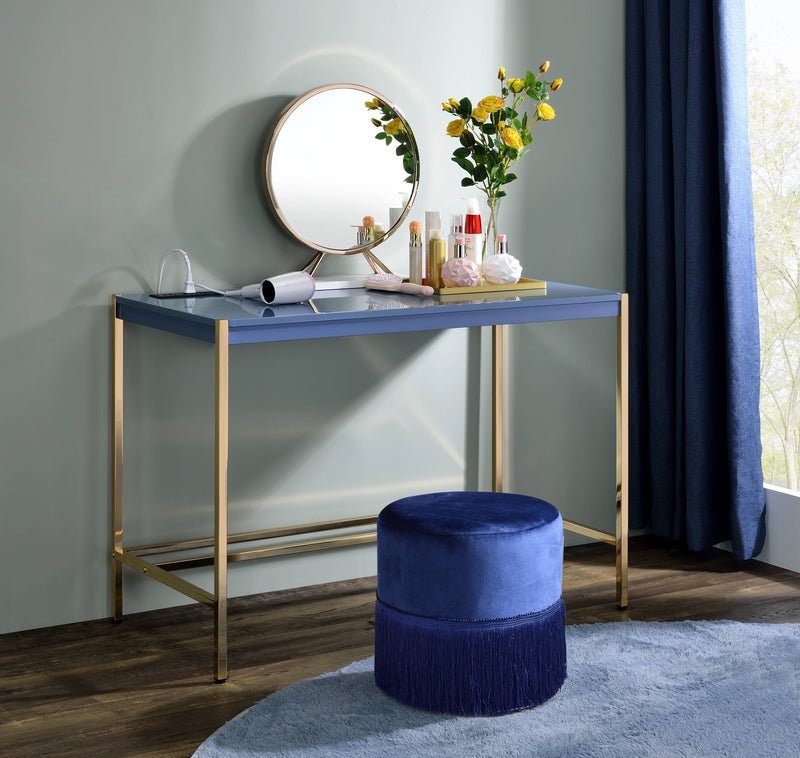 Midriaks - Writing Desk With USB - Gold / Navy Blue