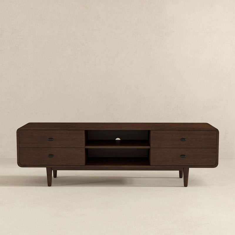 Alexa - Mid-Century Modern Style TV Stand - Dark Brown / Wood