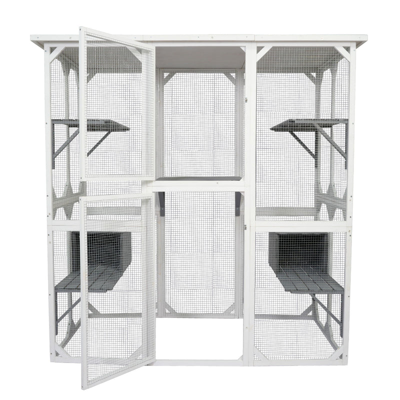 Xpt018 Cat Cage Box Lovely House Cute Pet Play Speace Wooden Medium - White