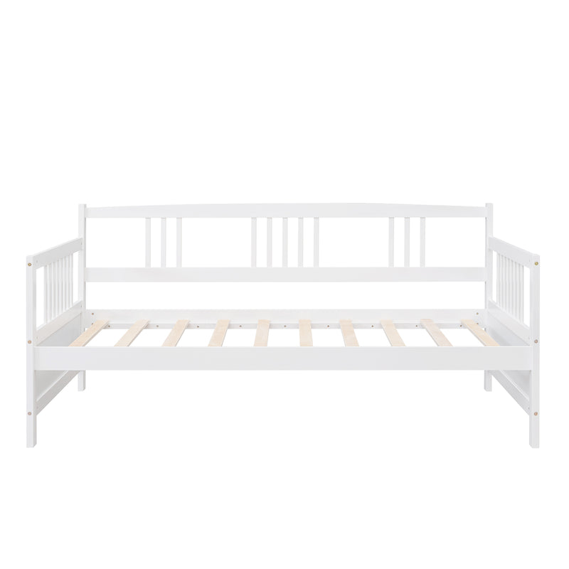 Twin Size Daybed Wood Bed with Twin Size Trundle,White