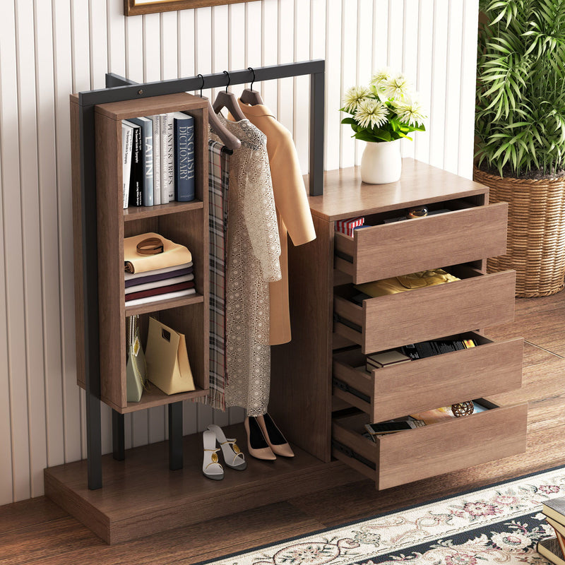 Wardrobe With 4 Drawers And 3 Shelves